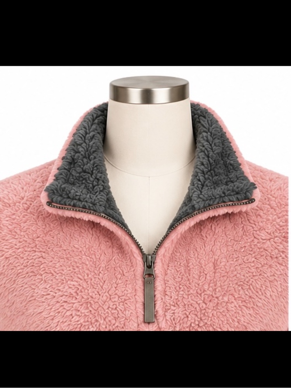 Charles River Apparel Pink Sherpa Quarter Zip Pullover Jacket Large Cozy - Picture 5 of 14